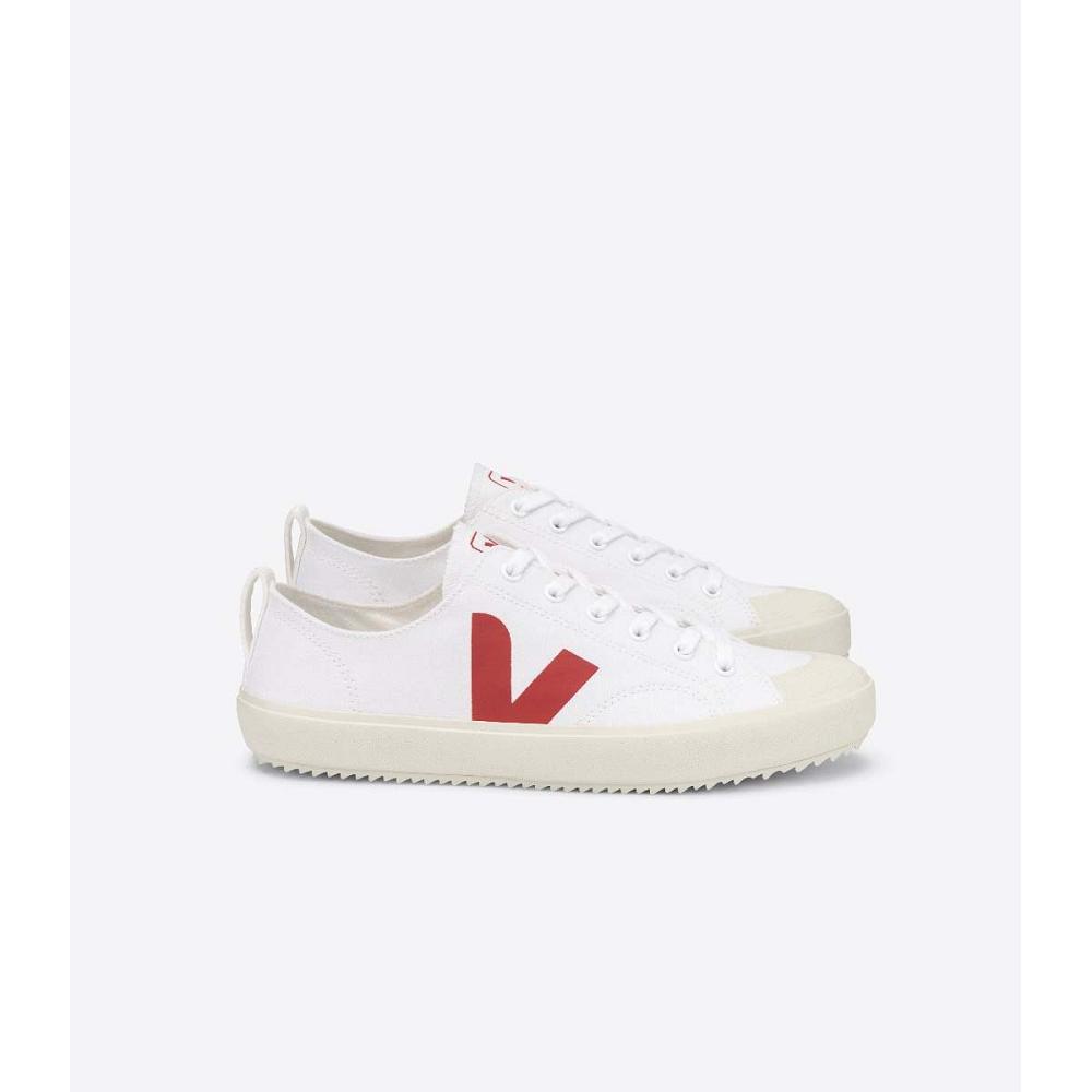 Men\'s Veja NOVA CANVAS PIERRE Shoes White/Red | ZA 214UZG